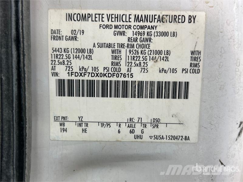 Ford F-750 4x2 Service Truck Közúti karbantartó haszongépek