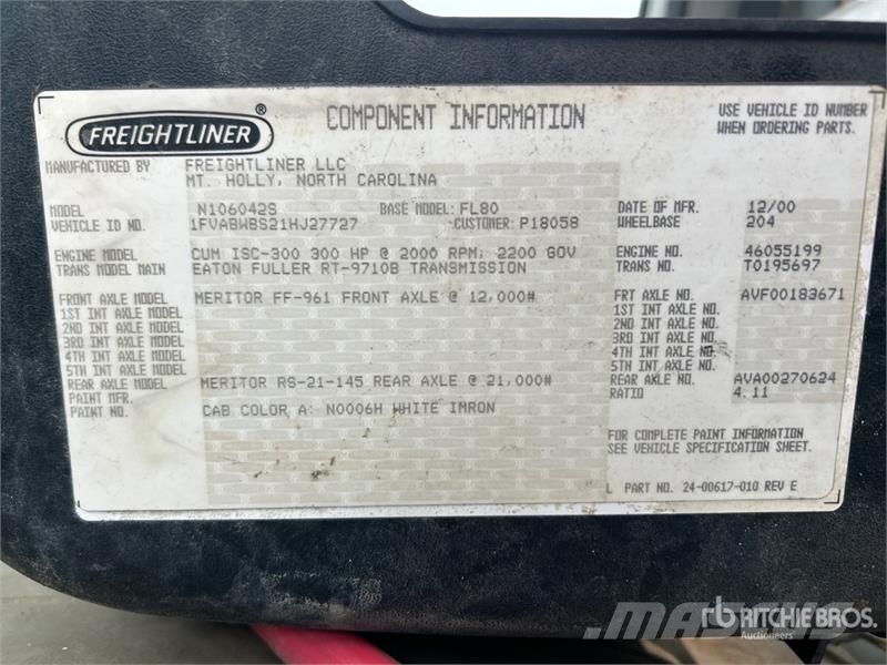 Freightliner 455 8 ton Straight Boom on Freightliner FL80 4x2 B Kranbilar