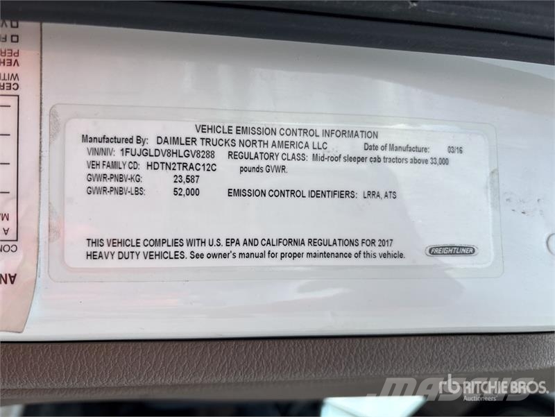 Freightliner Cascadia 125 6x4 T/A Sleeper Truck Tractor 트랙터 유닛