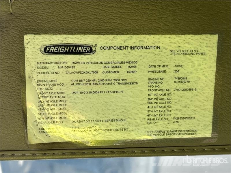 Freightliner M2 106 4x2 Mobile Shredding Truck Drugi tovornjaki