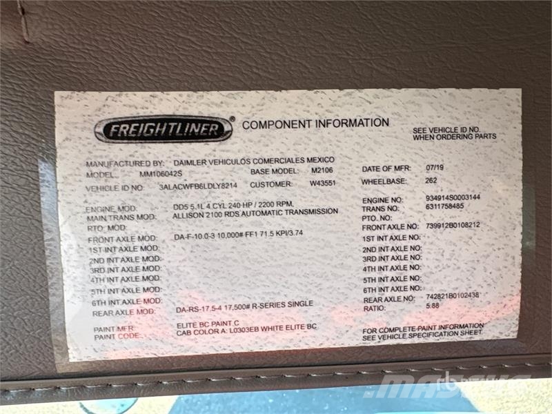 Freightliner M2 106 4x2 Van Van Truck Camion cassonati