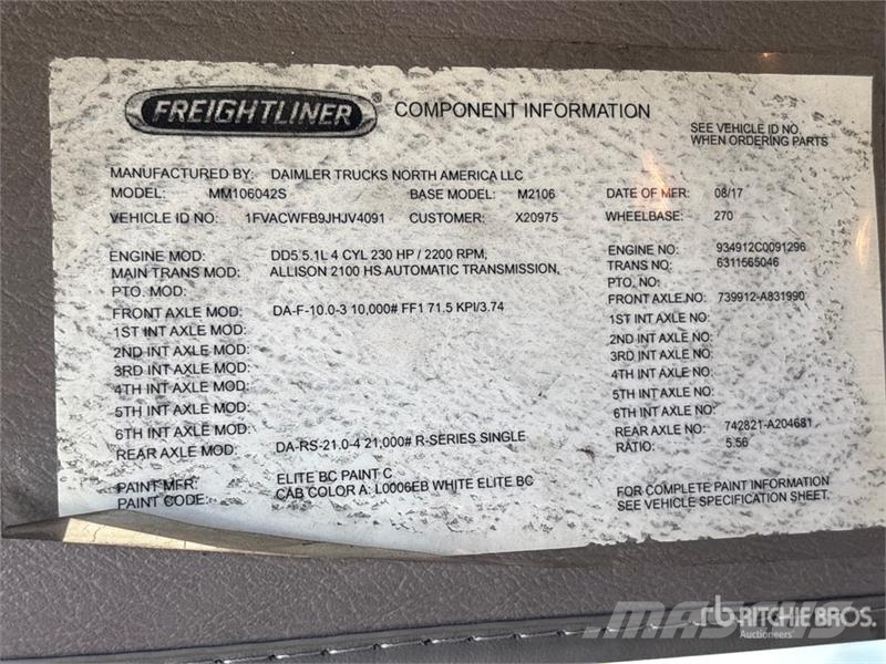 Freightliner M2 106 4x2 Van Truck Sanduk kamioni