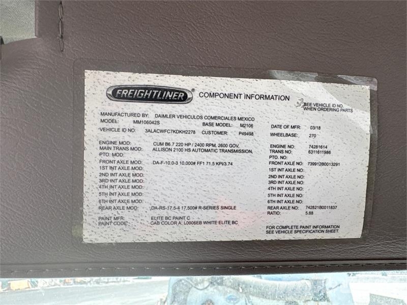 Freightliner M2 106 4x2 Moving Van Truck Camion Fourgon