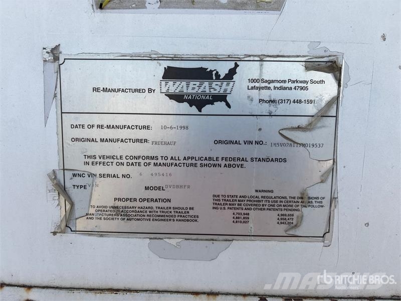 Fruehauf 28 ft x 102 in S/A Van Trailer Причепи-фургони
