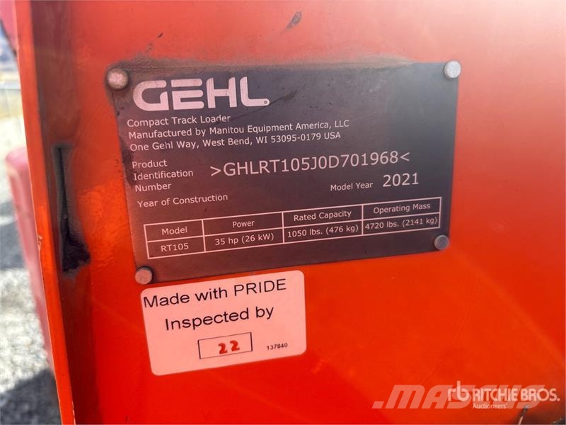 Gehl RT105 Compact Track Loader Smykem řízené nakladače
