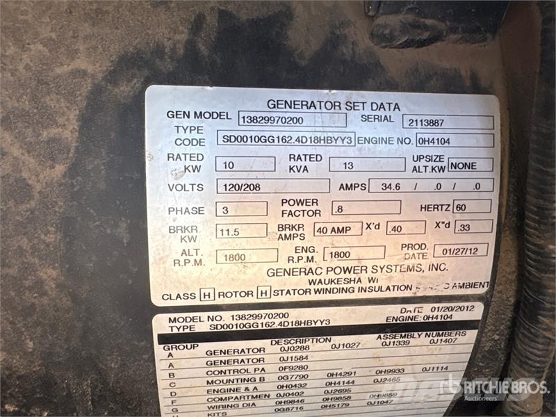 Generac 13829970200 10 kW Skid-Mounted Generator Set مولدات ديزل