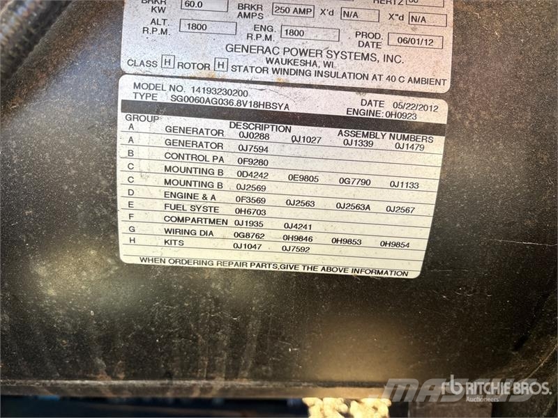 Generac 60 kW 60 KW Generator Set Dizel Jeneratörler