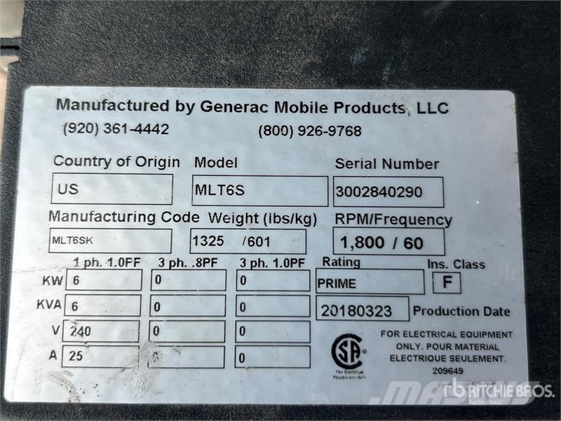 Generac MLT6S Echipamente de luminare