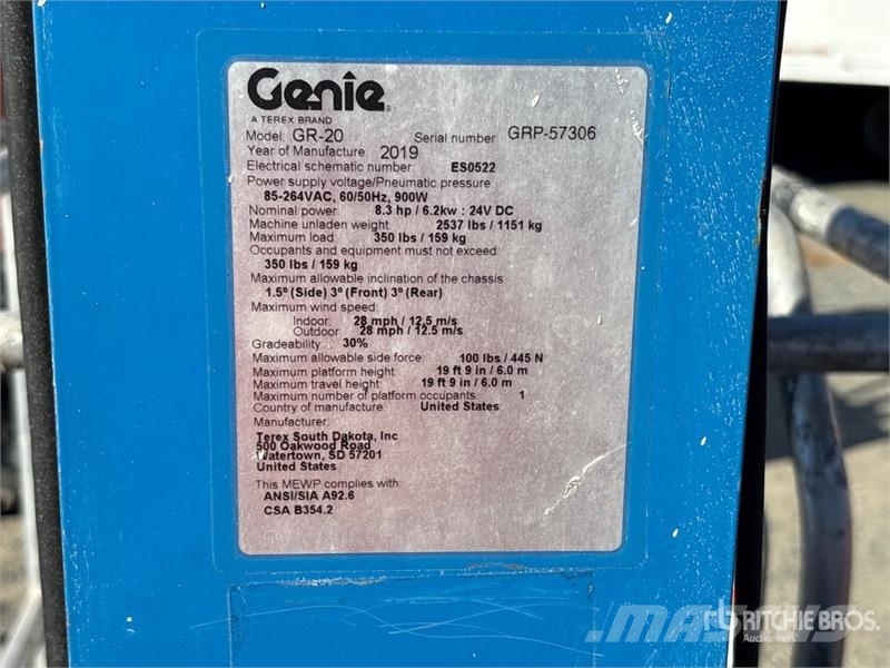 Genie GR20 Vertical Mast Lift رافعات السارية الرأسية