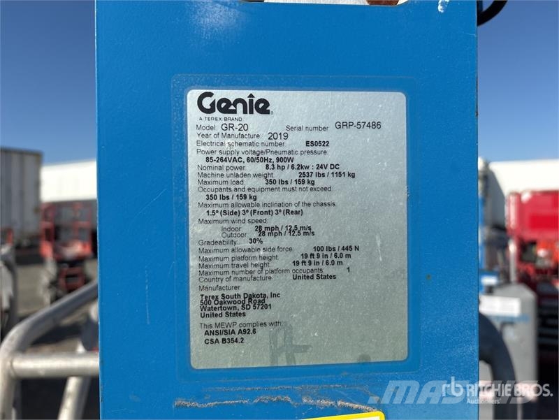 Genie GR20 Vertical Mast Lift Plataformas elevatórias verticais