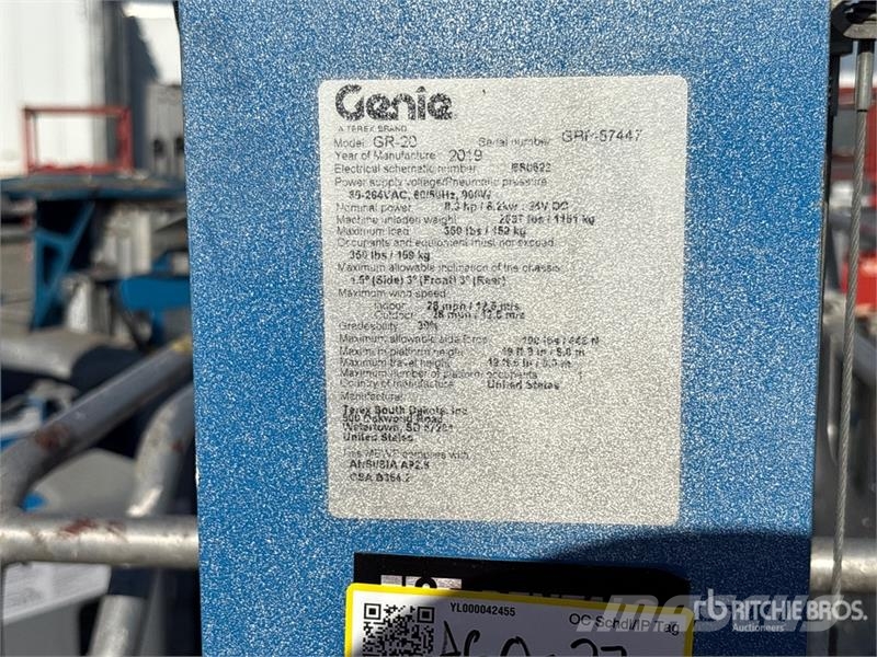Genie GR20 Vertical Mast Lift Plataformas elevatórias verticais