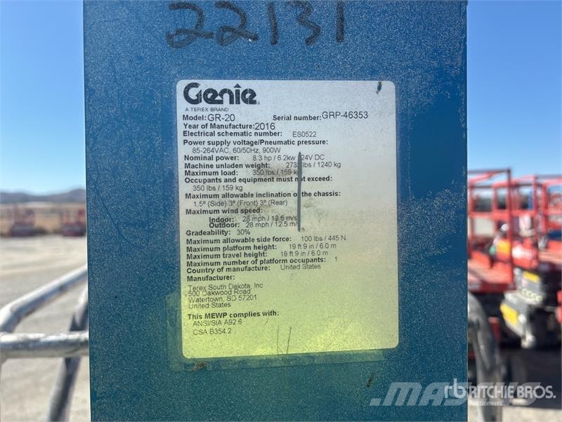 Genie GR20 Vertical Mast Lift Podnośniki masztowe