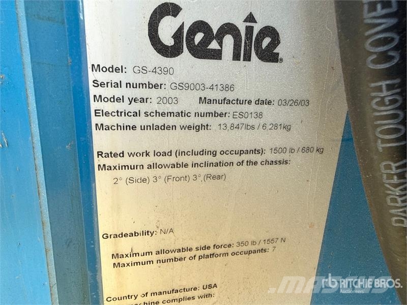 Genie GS4390 Dual Fuel Scissor Lift Škaraste platforme