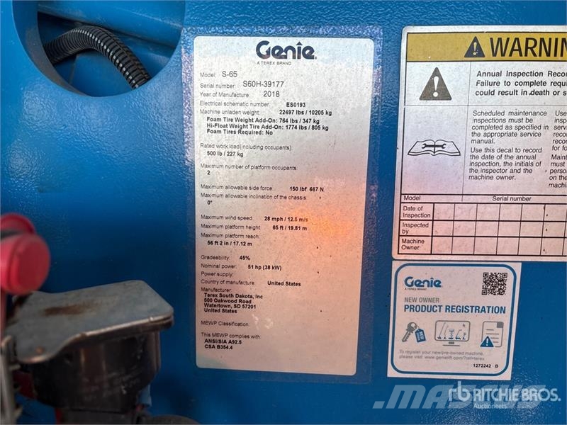 Genie S-65 4WD Diesel Telescopic Boom Lift Telescopic boom lifts