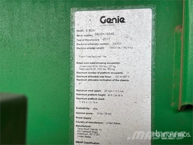Genie S-80X 2WD Diesel Telescopic Boom Lift Telescopic boom lifts