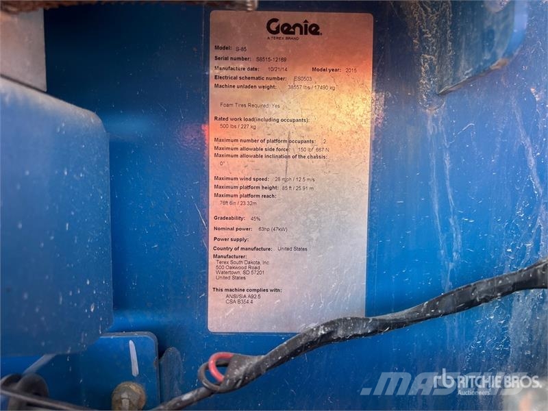 Genie S-85 4WD Diesel Telescopic Boom Lift ブームリフト 直伸型