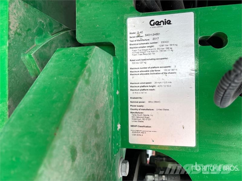 Genie S40 Telescopic Boom Lift Plataformas elevatórias telescópicas