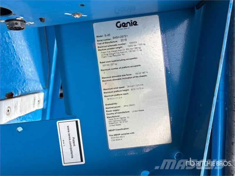 Genie S45 4WD Diesel Telescopic Boom Lift 直臂高空工作平台