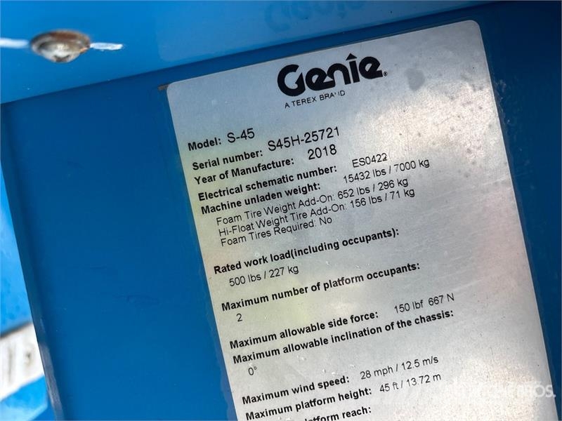 Genie S45 4WD Diesel Telescopic Boom Lift 直臂高空工作平台