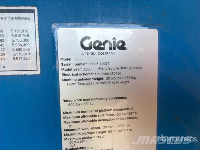 Genie S60 2WD Diesel Telescopic Boom Lift (Inoperable) Teleskopiskie pacēlāji