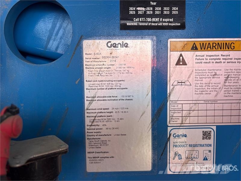 Genie S60X 4WD Diesel Telescopic Boom Lift Plataformas elevatórias telescópicas