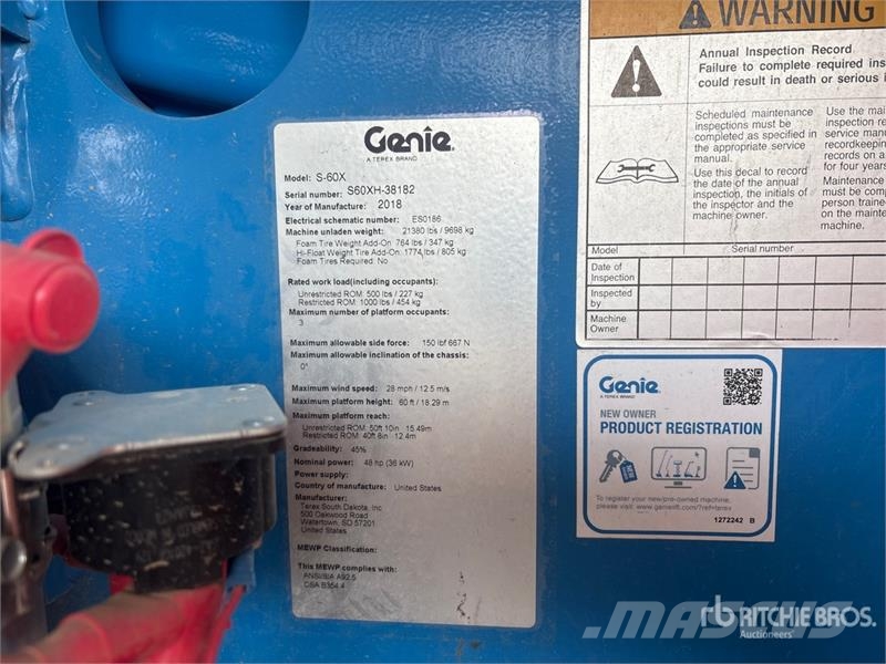 Genie S60X 4WD Diesel Telescopic Boom Lift Teleszkópos emelők