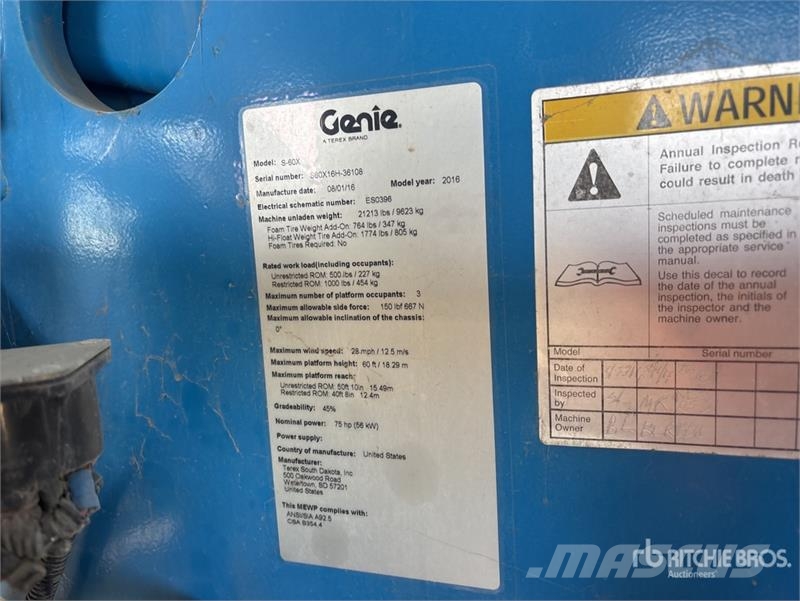Genie S60X 4WD Dual Fuel Telescopic Boom Lift رافعات سلة تلسكوبية