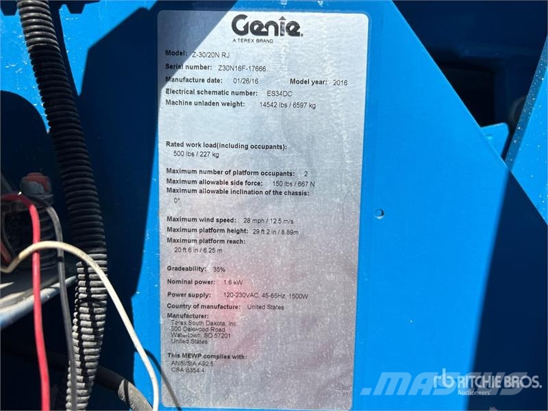 Genie Z-30/20N RJ 2WD Electric Articulating Boom Lift Zglobne dvižne ploščadi
