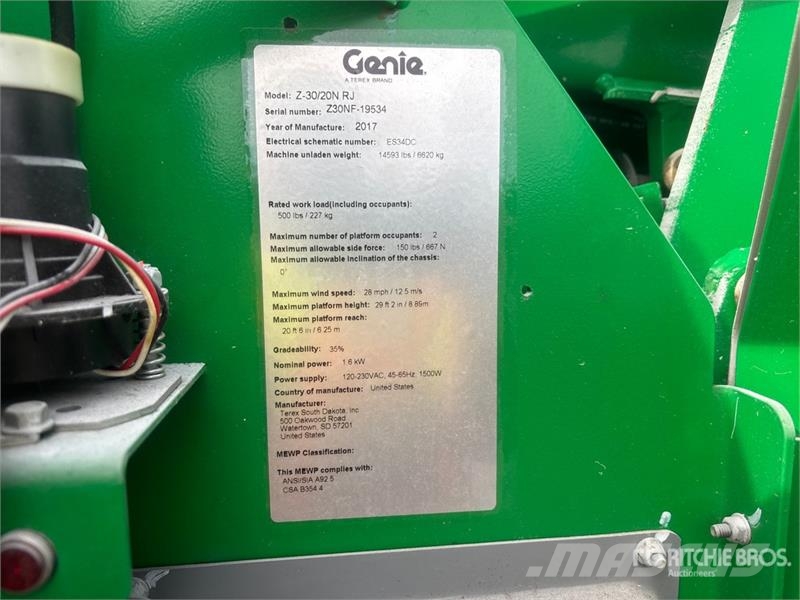 Genie Z-30/20N RJ 2WD Electric Articulating Boom Lift Articulated boom lifts