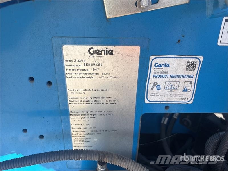Genie Z-33/18 2WD Electric Articulating Boom Lift 관절형 전동이동 리프트