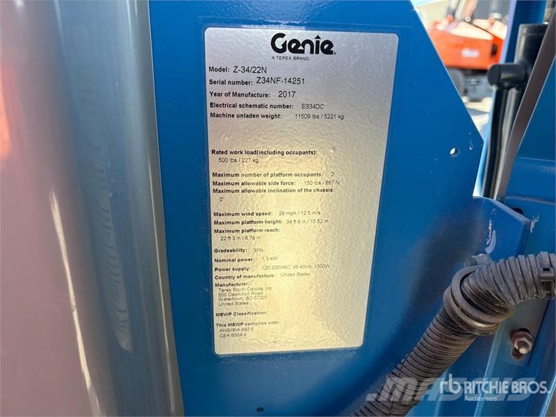 Genie Z-34/22N 2WD Electric Articulating Boom Lift 관절형 전동이동 리프트