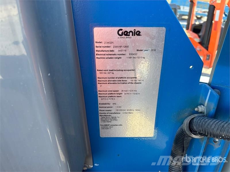 Genie Z-34/22N 2WD Electric Articulating Boom Lift Bomliftar