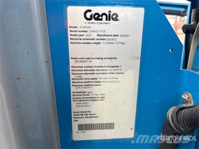 Genie Z-34/22N 2WD Electric Articulating Boom Lift 曲臂高空工作平台