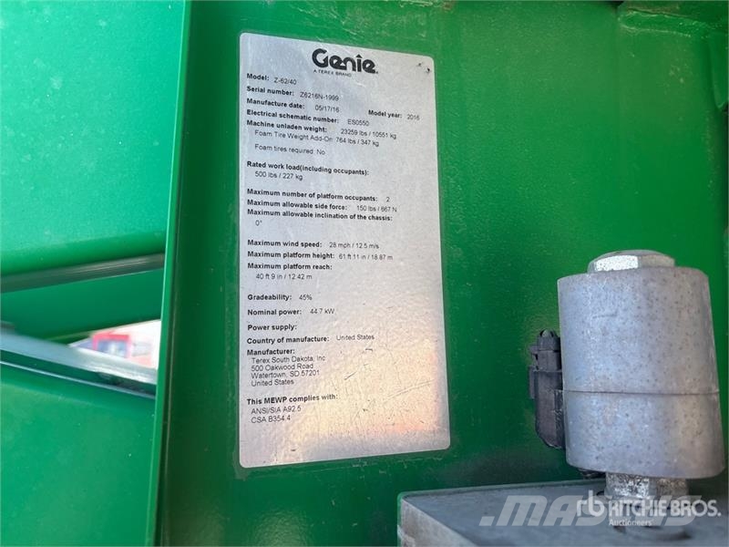 Genie Z62-40 4WD Gasoline Articulating Boom Lift 관절형 전동이동 리프트