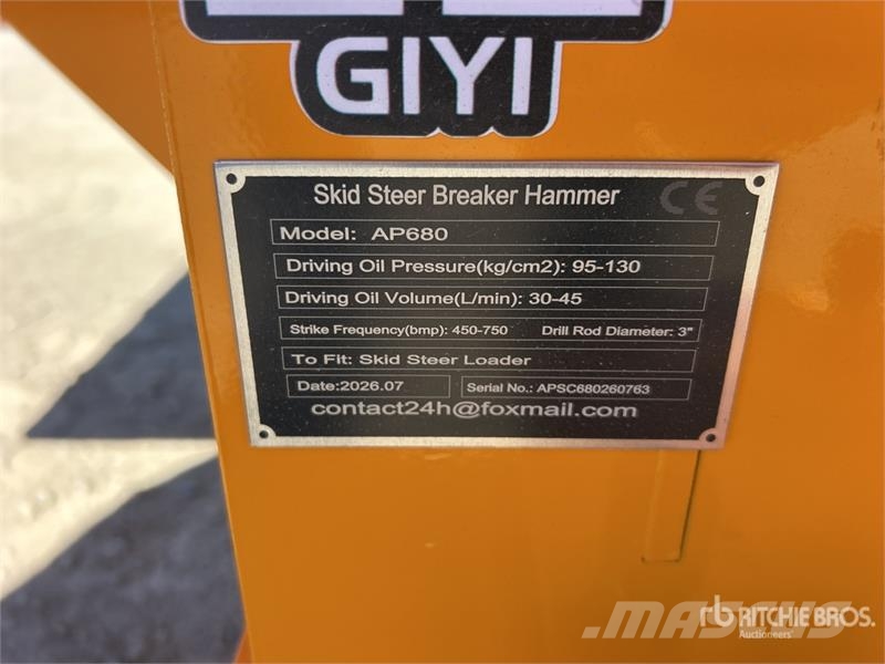 GIYI GY-AP680 Skid Steer Breaker (Unused) Hydraulik / Trykluft hammere