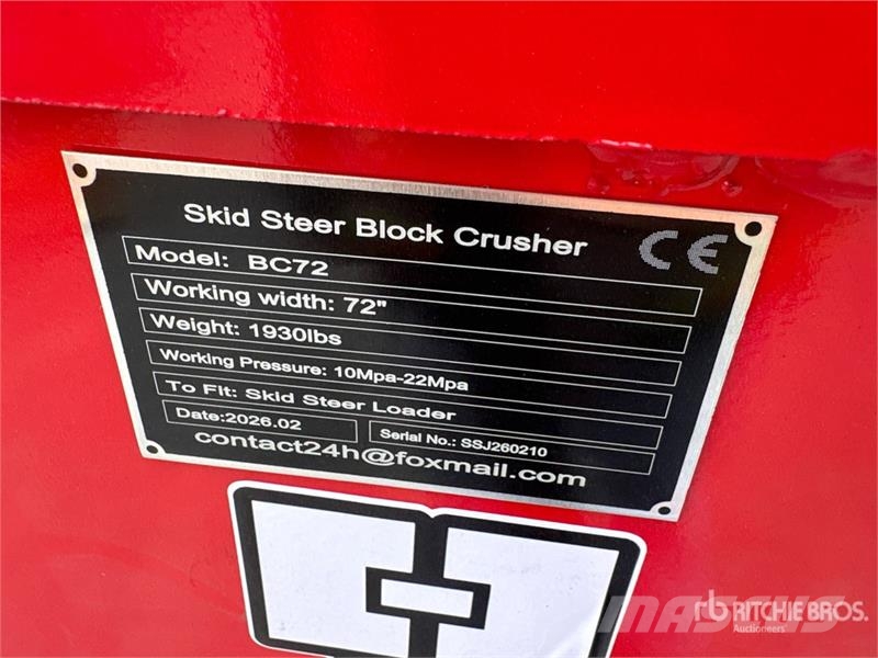 GIYI GY-BC72 72 in Skid Steer Crusher (Unused) Other components