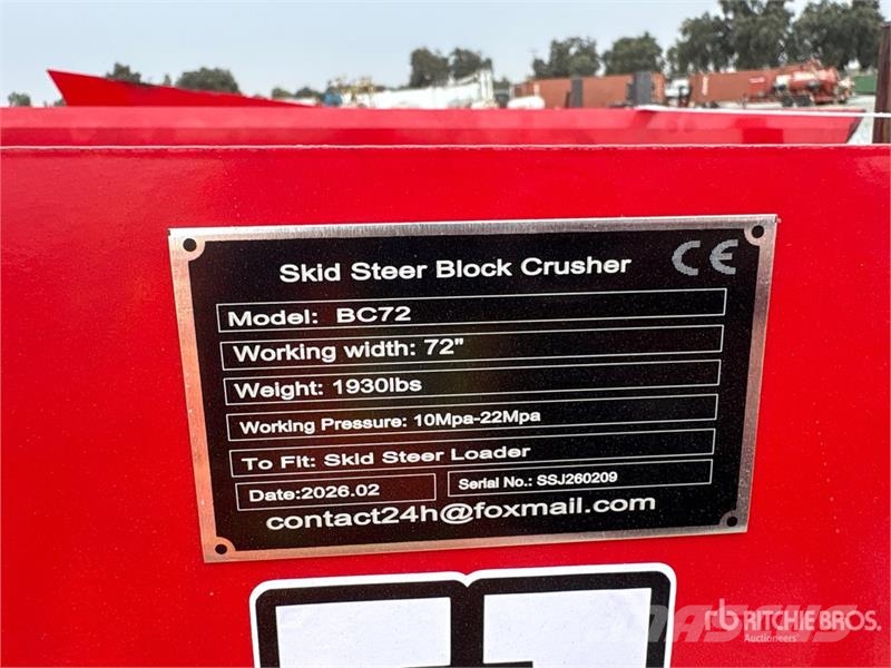GIYI GY-BC72 72 in Skid Steer Crusher (Unused) Other components