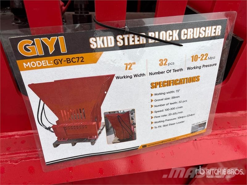 GIYI GY-BC72 72 in Skid Steer Crusher (Unused) Other components