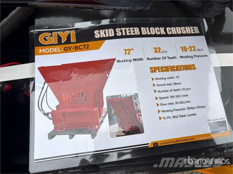 GIYI GY-BC72 72 in Skid Steer Crusher (Unused) Other components