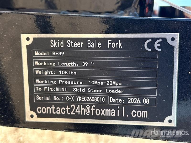 GIYI GY-BF39 39 in Mini Skid Steer Bale Spear (Unu Diger parçalar