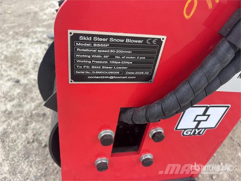  GIYI GY-BS55 55 in Skid Steer Snowblower (Unused) Sniego pūstuvai