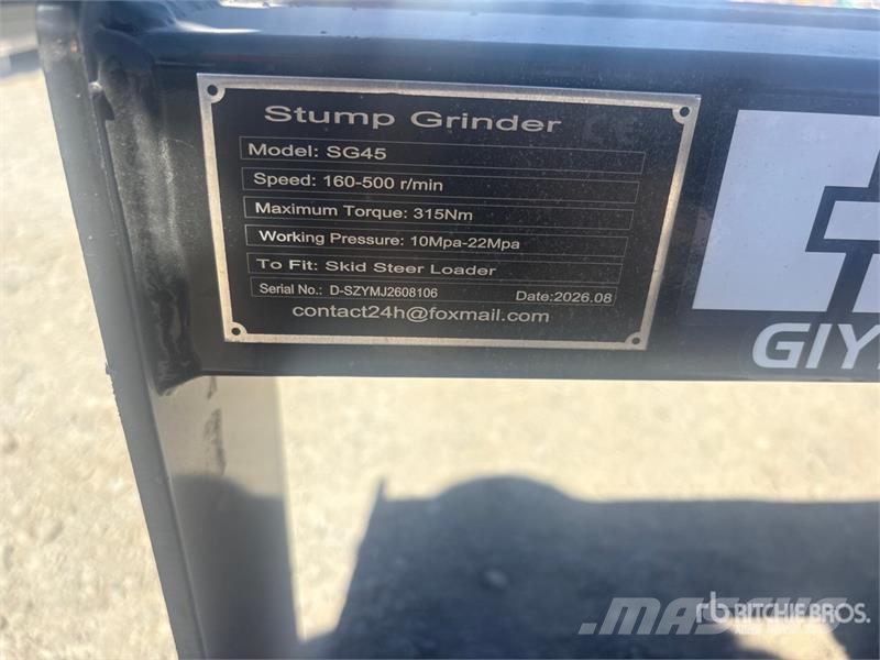  GIYI GY-BSG45 45 in Skid Steer Stump Grinder (Unus Power harrows and rototillers
