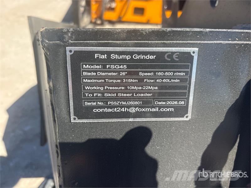 GIYI GY-FSG45 45 in Skid Steer Stump Grinder (Unus 動力耙和旋轉式耕耘機