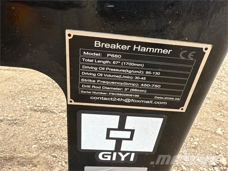  GIYI GY-P680 45 in Skid Steer Breaker (Unused) 鐵鎚/碎石機