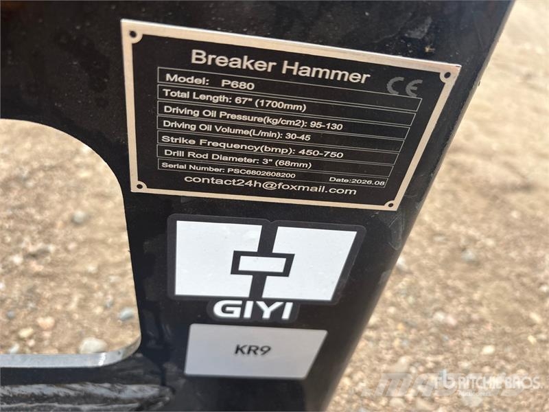  GIYI GY-P680 45 in Skid Steer Breaker (Unused) 鐵鎚/碎石機