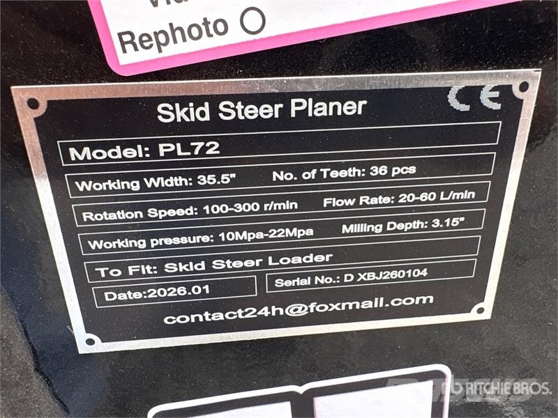GIYI GY-PL72 35.5 in Skid Steer Planer (Unused) Other components