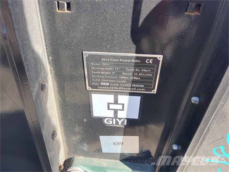 GIYI GY-PR71 71 in Skid Steer Power Rake (Unused) 갈퀴 및 테더