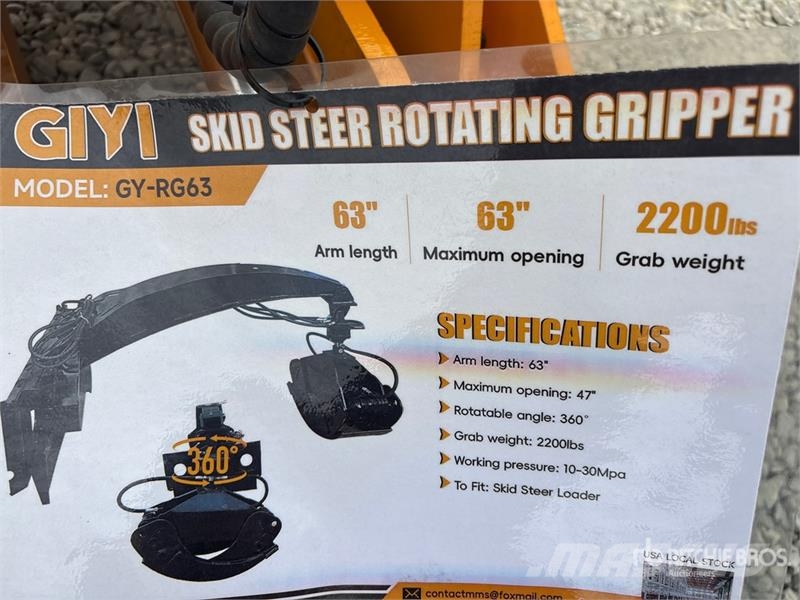 GIYI GY-RG63 63 in 360 Rotating Skid Steer Grapple Grijpers