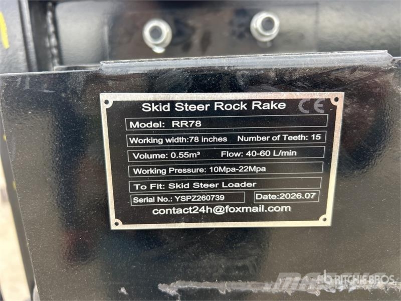 GIYI GY-RR78 78 in Skid Steer Rock Rake (Unused) Other components