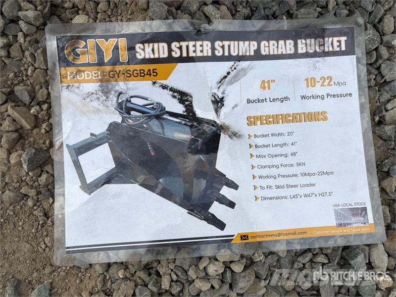 GIYI GY-SGB45 41 in Stump Skid Steer Grapple Bucke Grijpers